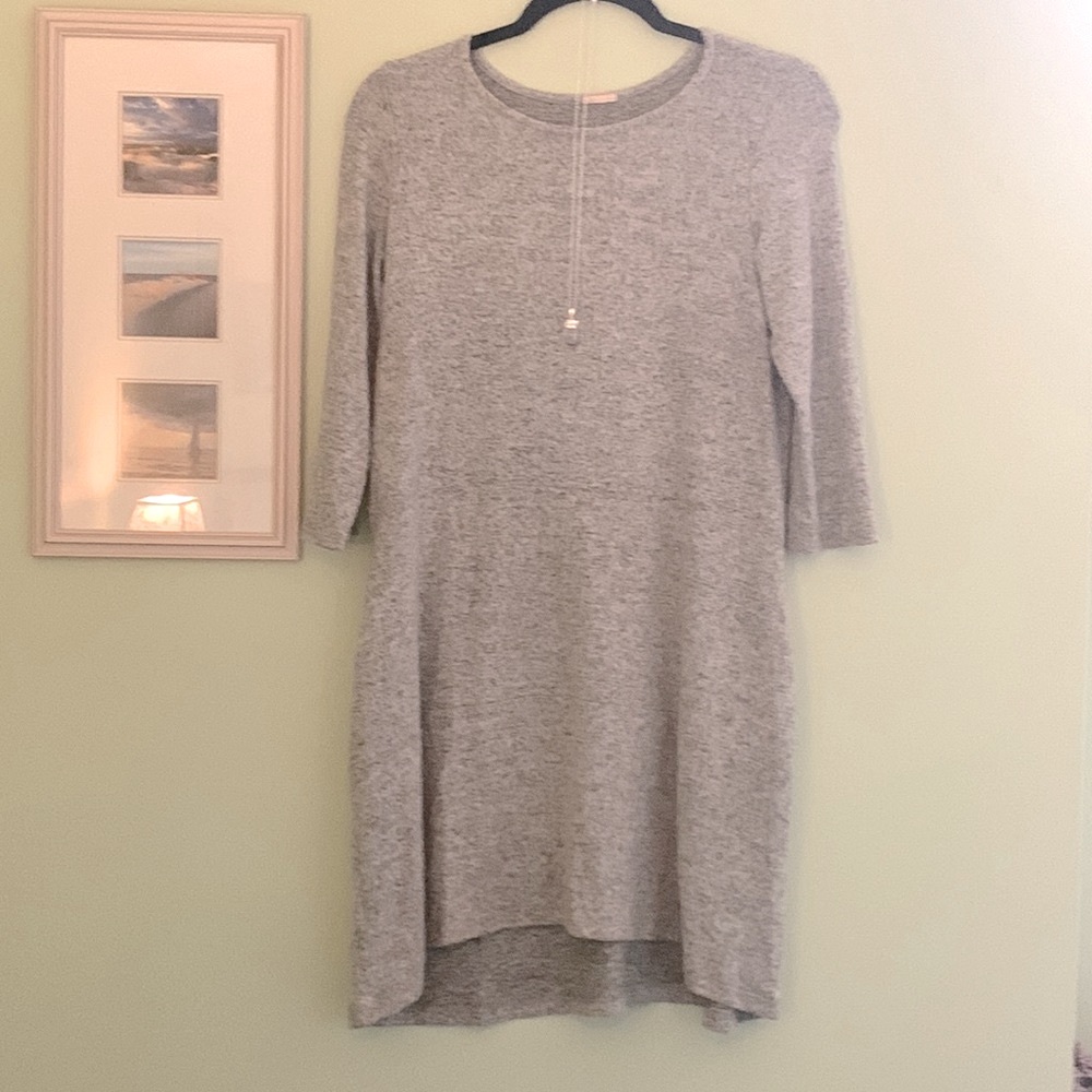 Soft Light Grey Sweater Dress with Pockets